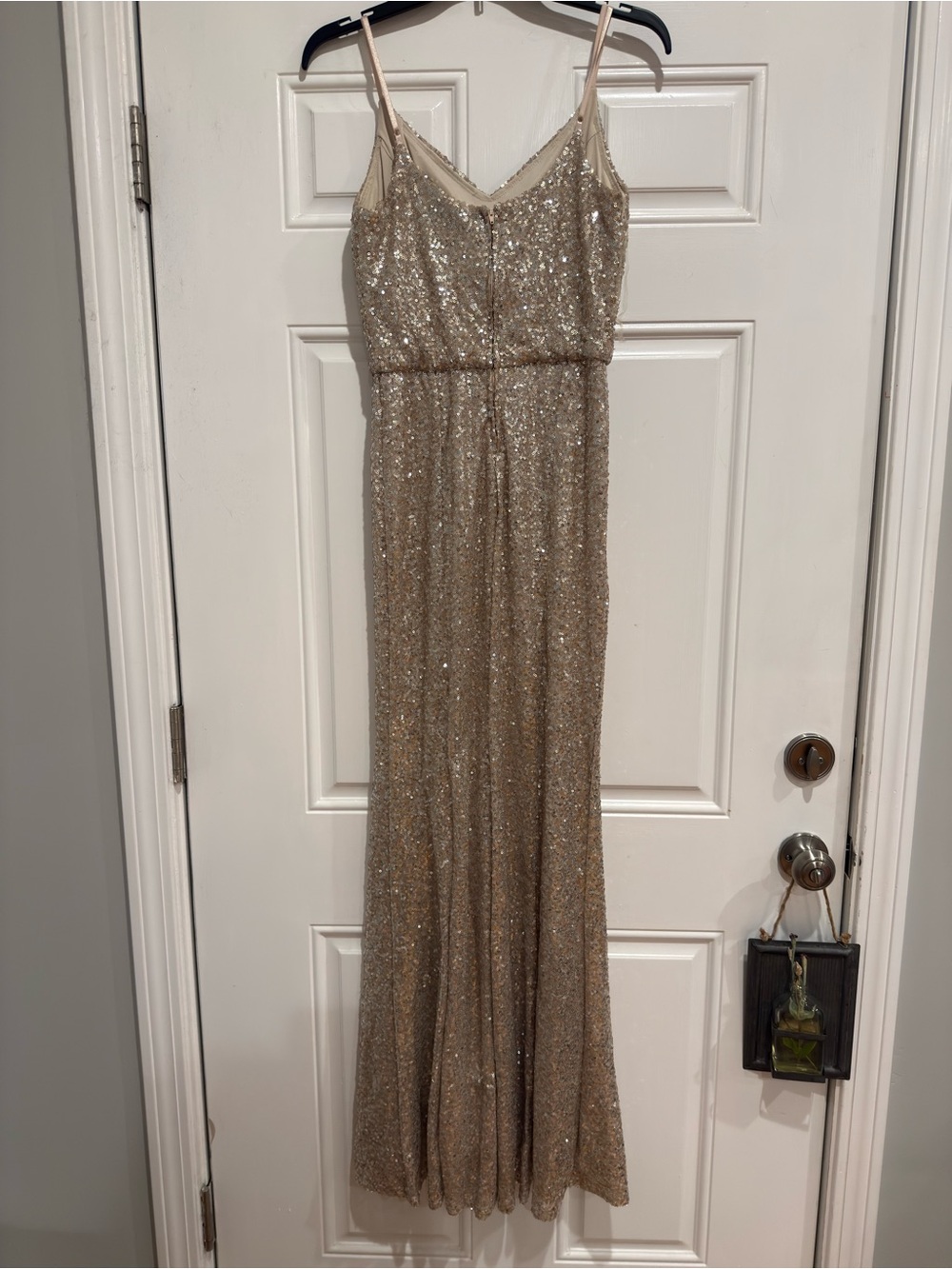 Crystal Doll Champagne Sequin Evening Gown